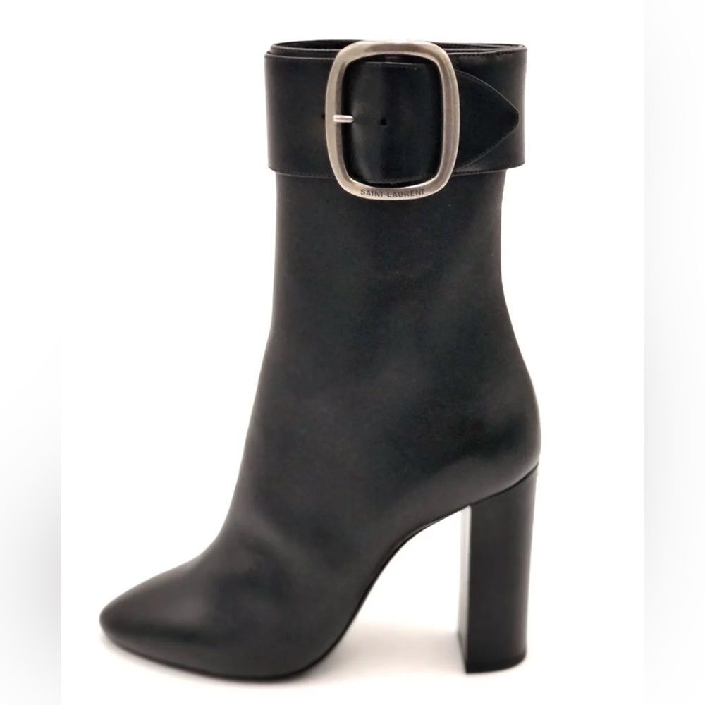 Saint Laurent Black Joplin 105 Buckle Boots Sz 39.5